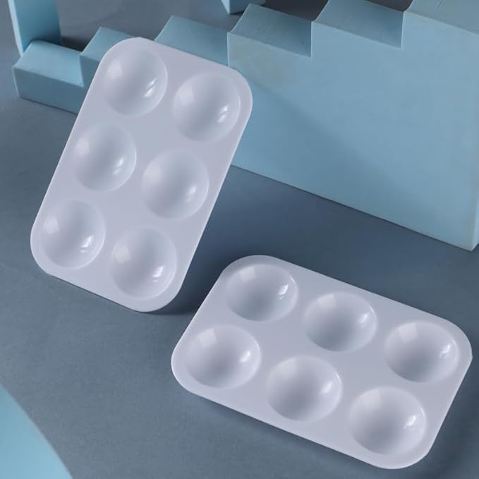 24 PCS White Plastic Paint Tray Palettes, 6 Well Rectangular Watercolor Oil Palette, Paint Trays for Kids, Adult, Student Artist Craft Palettes,Painting Party, DIY Craft and Art Painting Palettes