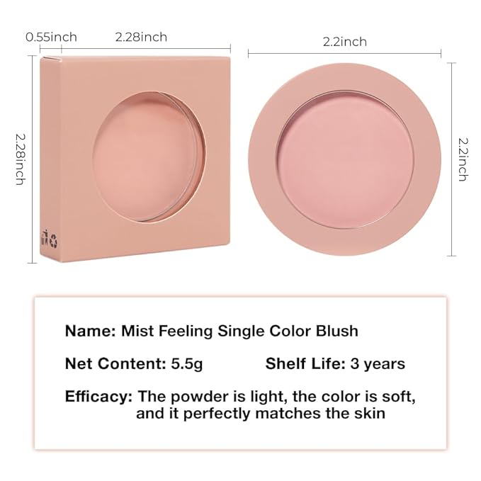 Single Pink Orange Matte Powder Blush Palette Face Makeup - Buildable High-Impact Cream Blush, Youthful Cheeks Makeup, Lightweight Long-Lasting, Cruelty-Free for Women 05#