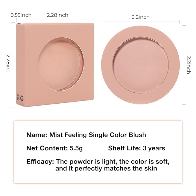Single Nude Beige Matte Powder Blush Palette Face Makeup, Blush for Looks Younger Cheeks, Monochrome Cream Blushes Lightweight Long Lasting, Blush for Women All Skin Tones Paleta de, 02