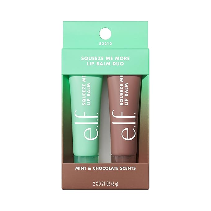 e.l.f. Squeeze Me More Lip Balm Duo, Moisturizing Balm For A Sheer Tint Of Color, Made With Hyaluronic Acid, Vegan & Cruelty-Free, Mint & Chocolate (Pack of 2)