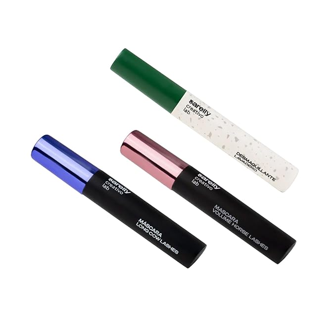 SARELLY, 2 Mascaras + Lavadero Eye Makeup Remover, Long Cow Lashes & Volume Horse Lashes, Sarelly Creative Lab