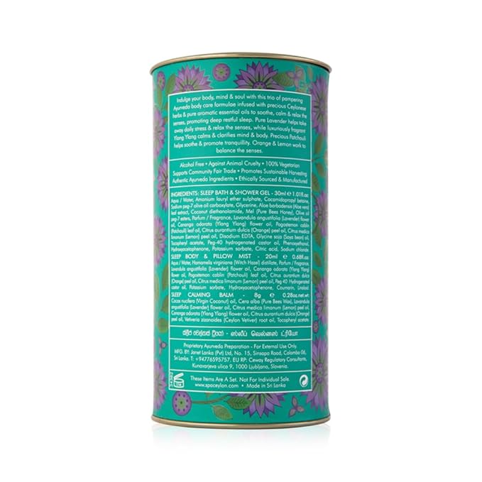 SPA CEYLON Sleep Wellness Trio Set, Restful Spa Essentials for Nourished Skin, Natural Ingredients, Ayurvedic, christmas gift set (Lavender)