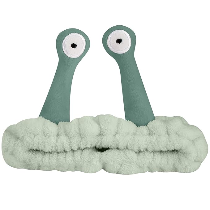 Jowmoy Cute Light green Snail Headband,Wash Face for Women Makeup Shower Spa Headband (1pack)