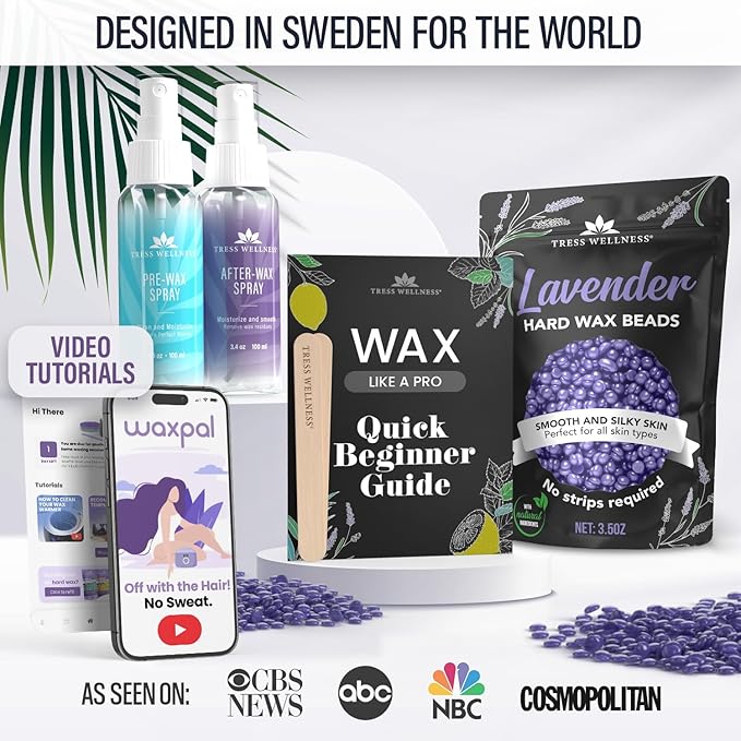 Tress Wellness Wax Beads - Safe for Skin - Dermatologically Tested - At-Home Kit for Bikini, Brazilian & Full Body - Variety 1.3lb