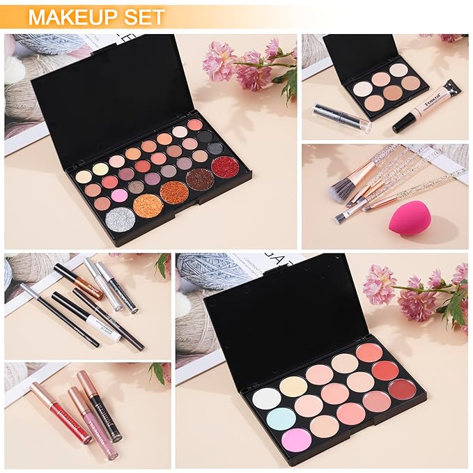 Makeup Kit For Teens,Girls Make up kit,Makeup Set For Women Full Kit with Makeup Box, Eyeshadow Palettes, Lipsticks, Brushes and Beauty Tools,(black)