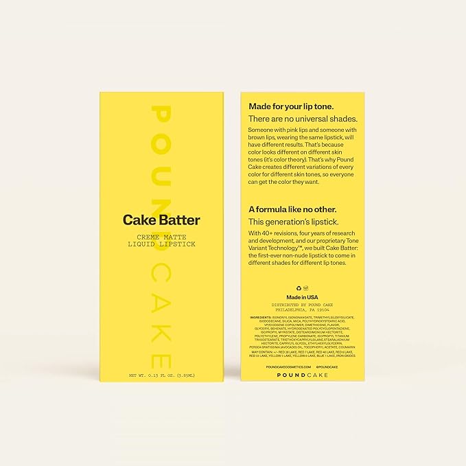 Pound Cake Cake Batter Liquid Lipstick β Long-Lasting, Semi-Matte Liquid Lipstick β Hydrating, High-Pigment Lip Stain with Avocado Oil β Shades for All Skin Tones β 0.13 oz, (Brown Sugar)