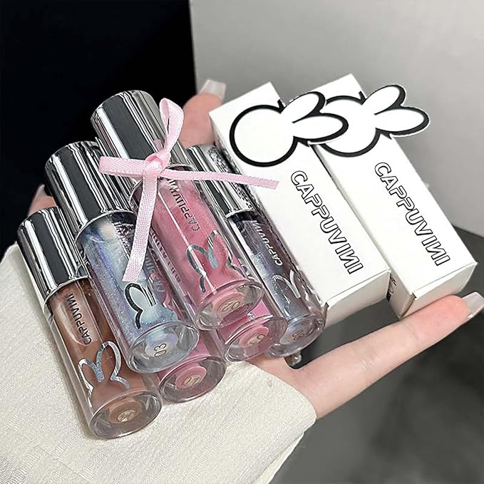 Petansy 4pcs Shimmer Bomb Lip Gloss, Lip Tint Infused With Vitamin E, Moisturizing | Sparkle | Long Lasting | Hyaluronic Acid | High Shine | Crushed Diamonds, Gift Makeup For Girls