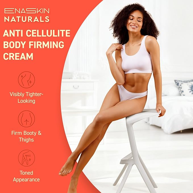 Enaskin Naturals Anti Cellulite Body Firming Cream: Tightening & Lifting Booty Lotion with 3D Thermal Tech for Thighs, Belly, Bum & Women Sagging Skin, Shea Butter & Coconut Oil, 3.4 oz