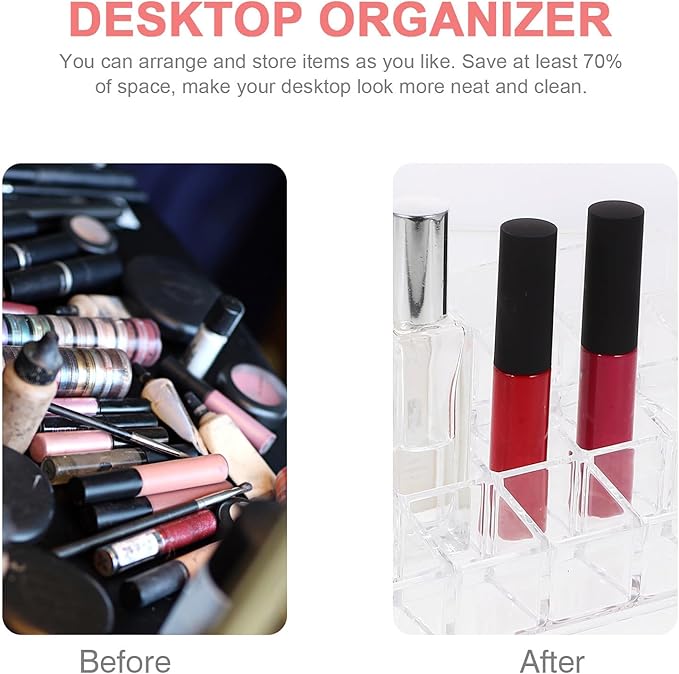 VALICLUD Transparent Lipstick Holder Cosmetic Organizer Rack Large Capacity Makeup Storage for Lip Gloss Liquid Solid Lipsticks Makeup Display Stand for Household Use