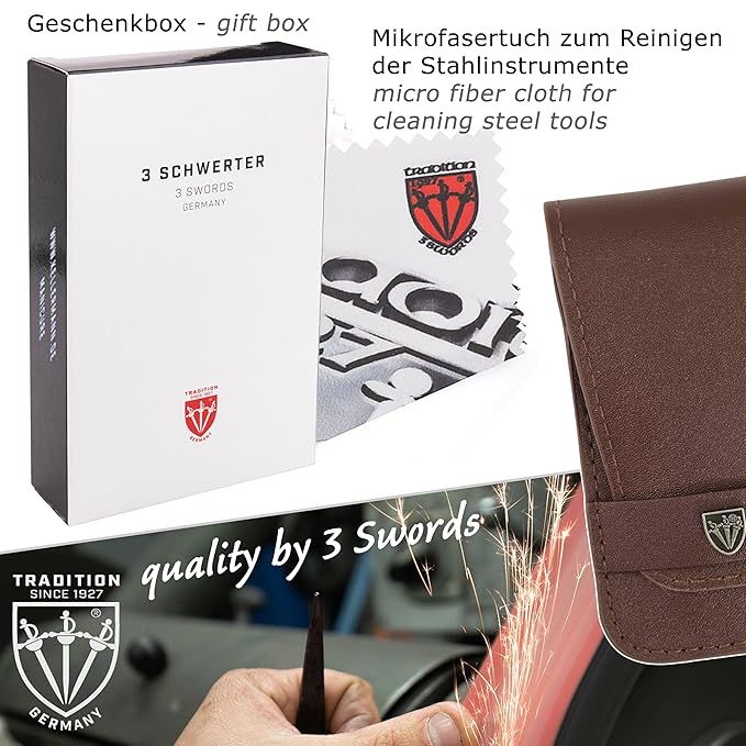 3 Swords Germany - brand quality 6 piece manicure pedicure grooming kit set for professional nail care with camo synthetic leather case - Made in Germany