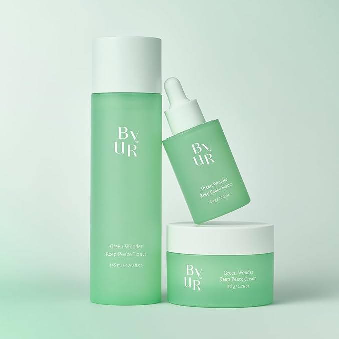 ByUR Green Wonder Keep Peace Cream - Soothing & Oil Control for Sensitive Skin, Gentle Exfoliation, Salicylic Acid, AHA, Centella Asiatica, Non-Sticky Gel Facial Moisturizer Pore Care Korean Skincare
