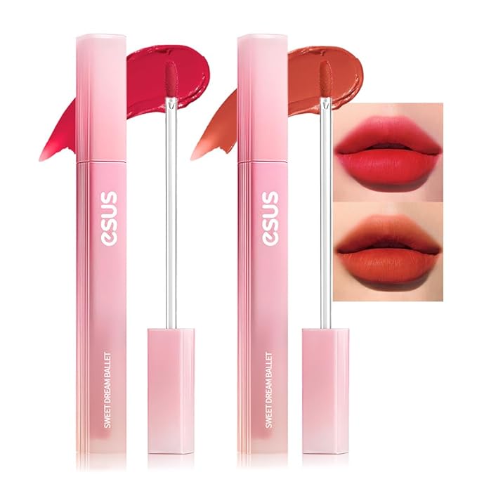 BINGBRUSH 2Pcs Velvet Light Matte Lip Tints – Colorstay Lipstick Highly Pigmented, Long-Lasting Lip Stain,Moisturizing, Waterproof, Lightweight Soft Lip Cream,Smudge-Proof & Fade-Resistant