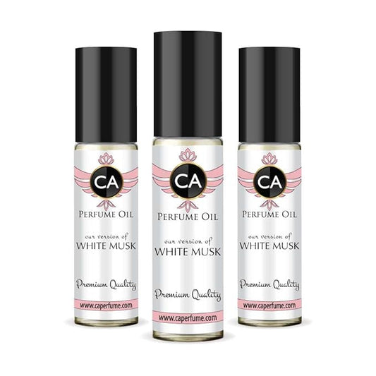 CA Perfume Impression of White Musk for Women Eau De Parfum Floral Woody Musk Scent Long Lasting Perfumes for Women Travel Size TSA Ready for Day and Night Wear 0.33 Fl Oz 10ml (Pack of 3)