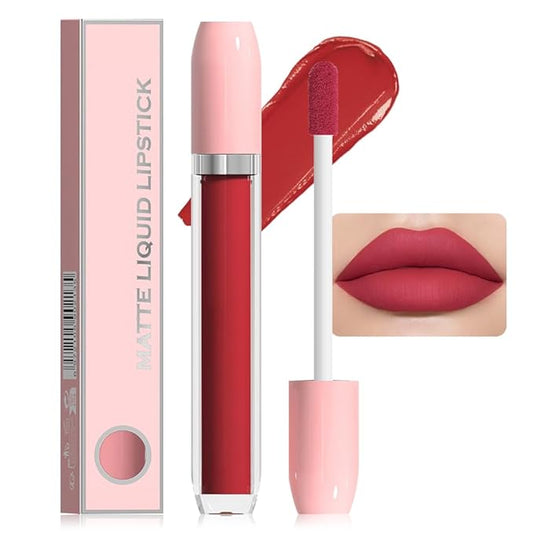 BINGBRUSH Super Matte Longwear No-Budge Stay On Smudge Proof Liquid Lipstick Long Lasting Makeup for Women,Highly Pigmented Color and Instant Shine, Cheeky