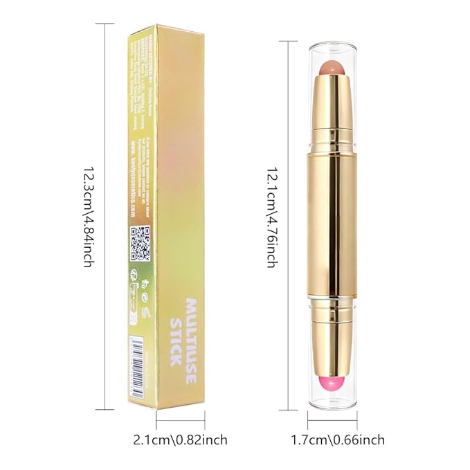 evpct 2In1 Blush Contour Multiuse Makeup Stick, Beachy Pink & Nude Creamy Butter Blush Bronzer Contour Multiuse Stick for Cheeks Lips Eyes Faces, Ultra-Creamy Radiant Finish, Vegan & Cruelty-Free