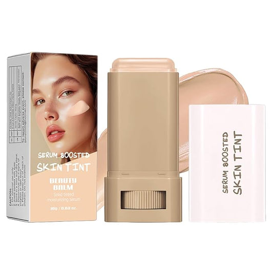 2025 New Beauty Balm Serum Boosted Skin Tint, Solid Tinted Serum Contour Stick, Hydrating Tinted Moisturizer Foundation Stick, Radiant Dewy Natural Finish Facial Color Correct (# 04)