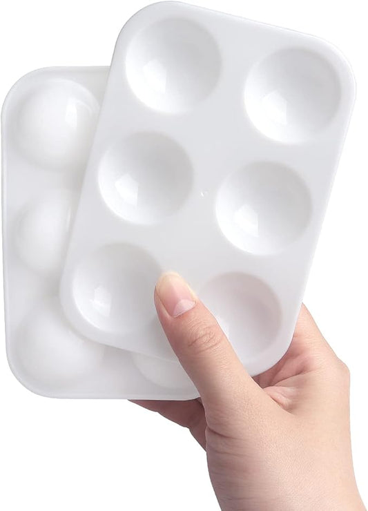 Tamaki 16 PCS White Plastic Paint Tray Palettes, Watercolor Palette Painting Tray for Painting Party, DIY Craft and Art Painting
