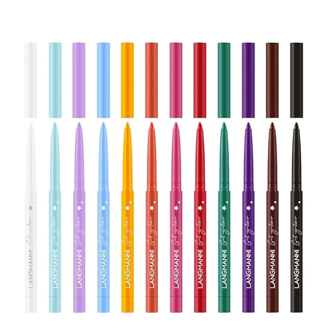 12 Colors Pro Eyeliner Set - High Pigmented, Waterproof & Smudge-Proof, Long Lasting Liquid Eye Liner Pens for Cat Eye Makeup