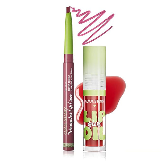 Matte Finish Lip liner and Nourishing Lip Gloss Kit for Women, High Pigmented Natural Nude Pink Red Brown Lip Pencil Makeup Long Lasting Moisturizing Plumping Lip Oil Gloss Winter Care (#05)