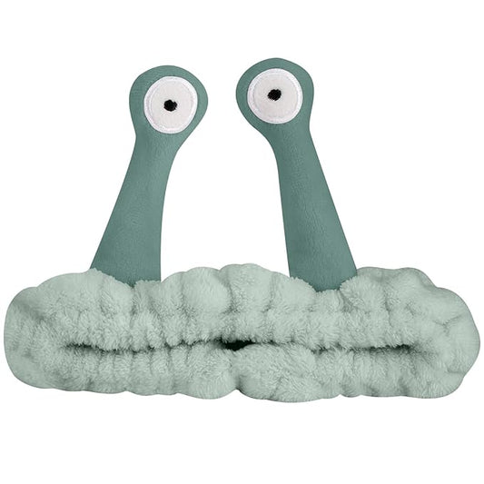 Jowmoy Cute Dark green Snail Headband,Wash Face for Women Makeup Shower Spa Headband