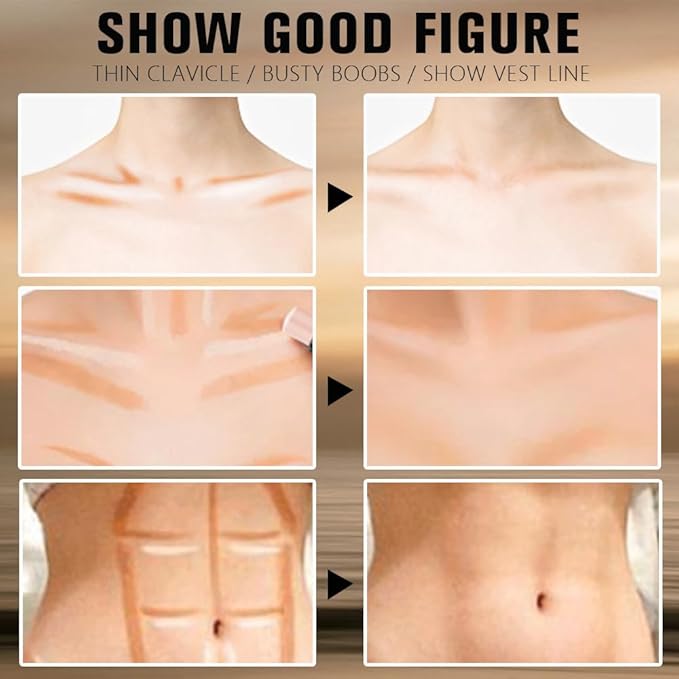 evpct Darker Nude & Light Pink Cream Contour Stick Face Body Makeup Dual Ended, no Transfer Waterproof 2 in 1 Cream Concealer Stick Contouring Makeup, Nose Contour Bronzer Sticks Face Highlighter