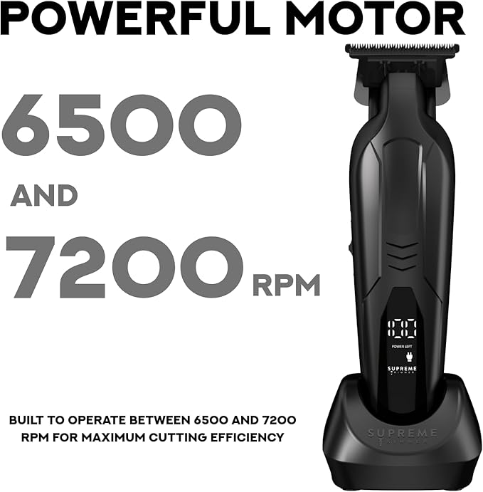 Supreme Trimmer Vader Lite ST3700 – Cordless Barber Liner & Beard Trimmer with Zero-Gap DLC T-Blade, 7000 RPM Motor, 120-Min Runtime, USB-C Fast Charge & Guide Guards for Hair & Body