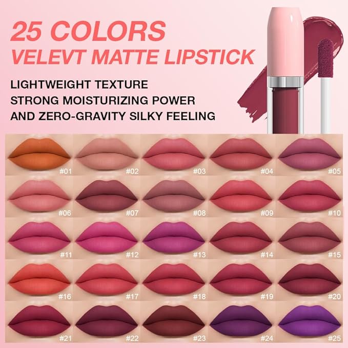 BINGBRUSH Super Matte Longwear No-Budge Stay On Smudge Proof Liquid Lipstick Long Lasting Makeup for Women,Highly Pigmented Color and Instant Shine, Cheeky