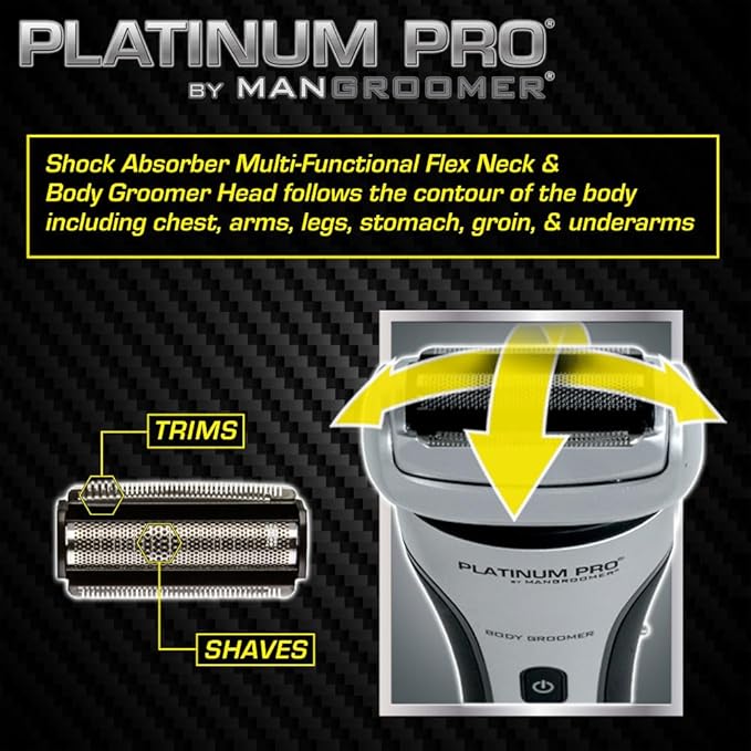 MANGROOMER - PLATINUM PRO New Body Groomer, Ball Groomer and Body Trimmer with Lithium Max Battery, Bonus Extra Foil and Storage Case!