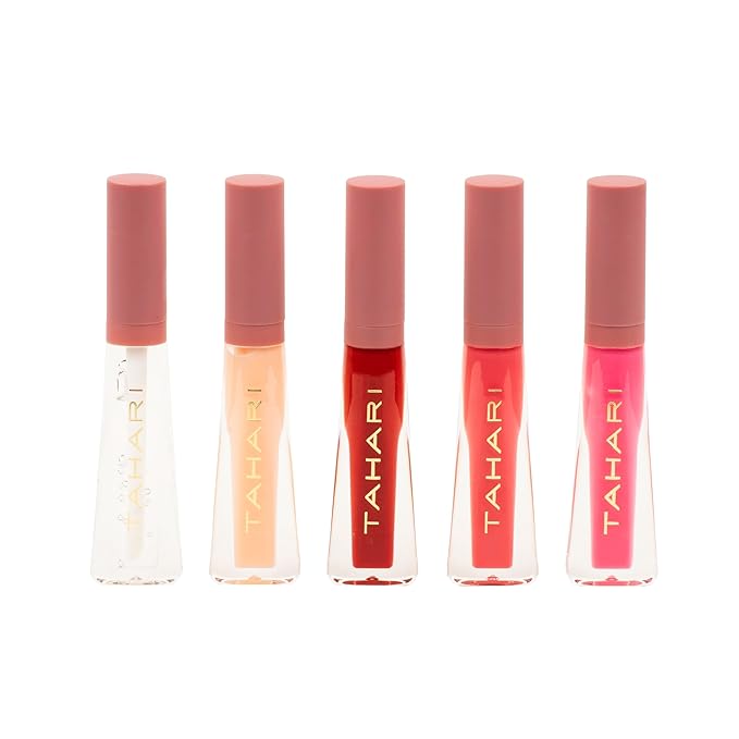 VOTUM Tahari 5pc Lip Gloss Set – Shimmery Lip Glosses for Women and Girls, Long-Lasting Lip Gloss Pack, Super Lustrous 5-Piece Gift Set, Non-Sticky, High Shine (Deco Floral)