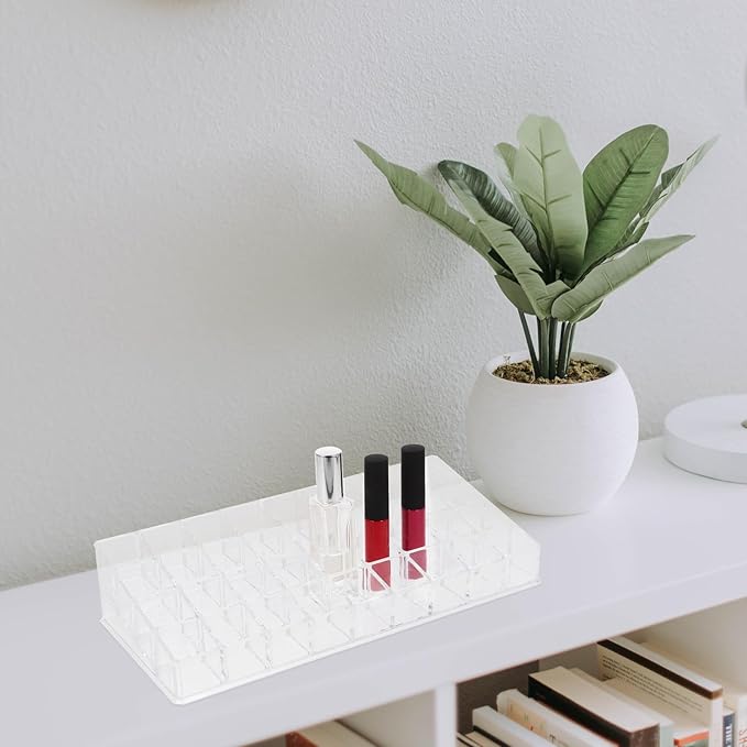 VALICLUD Transparent Lipstick Holder Cosmetic Organizer Rack Large Capacity Makeup Storage for Lip Gloss Liquid Solid Lipsticks Makeup Display Stand for Household Use