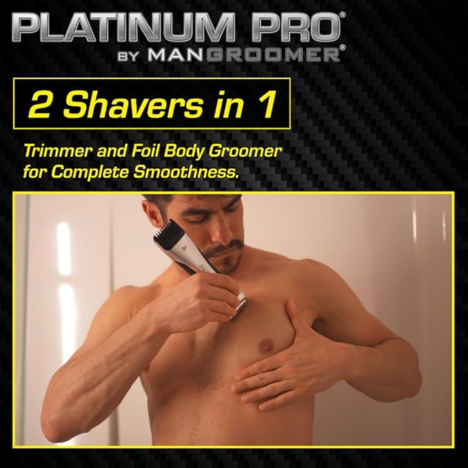 MANGROOMER - PLATINUM PRO New Body Groomer, Ball Groomer and Body Trimmer with Lithium Max Battery, Bonus Extra Foil and Storage Case!
