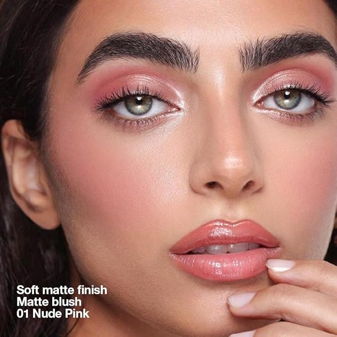 Single Soft Rose Pink Matte Powder Blush Palette Face Makeup, Blush for Looks Younger Cheeks, Monochrome Cream Blushes Lightweight Long Lasting, Blush for Women All Skin Tones Paleta de, 01