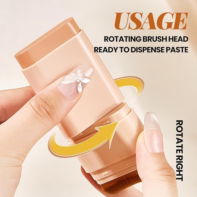 Foundation Stick, 2 in 1 Dual-Ended Eraser Contour Stick with Brush, Tinted Moisturizer, Skin Tint, Face Foundation, Radiant & Dewy Finish for Face Makeup, Sheer to Medium Coverage (＃6)