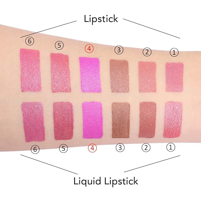 evpct 2 in 1 Hot Pink Glitter Metallic Shimmer Diamond Lipstick and Lip Gloss Set for Women Long Lasting Waterproof, Rose Pink Sparkle Glitter Shiny Lipstick and Lip Liner Makeup Set, 04#