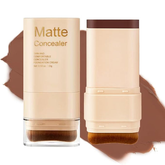 Foundation Stick, 2 in 1 Dual-Ended Eraser Contour Stick with Brush, Tinted Moisturizer, Skin Tint, Face Foundation, Radiant & Dewy Finish for Face Makeup, Sheer to Medium Coverage (＃7)