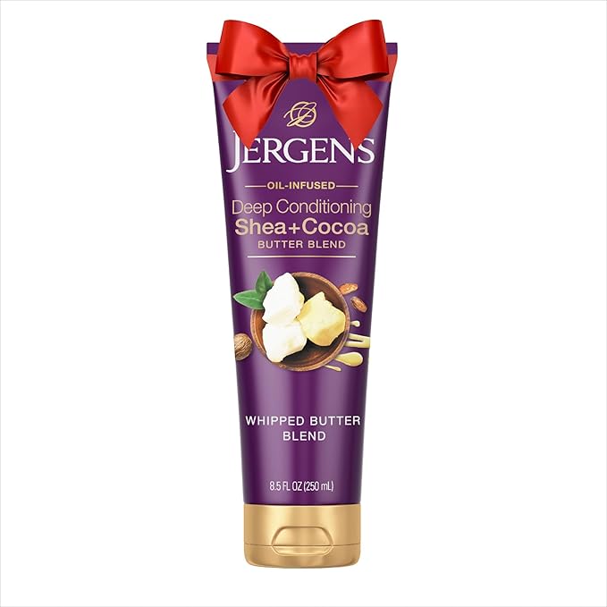 Jergens Shea and Cocoa Whipped Body Butter Lotion, Tone Enriching Hand And Body Lotion for Dry Skin, with Vitamins B3 & E, 8.5 Oz