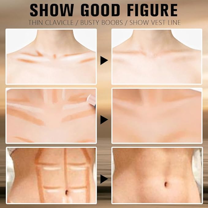 evpct Nuetral Nude & Silver Shimmer Cream Contour Stick Face Body Makeup Dual Ended, no Transfer Waterproof 2 in 1 Cream Concealer Stick Contouring Makeup, Nose Contour Bronzer Sticks Face Highlighter