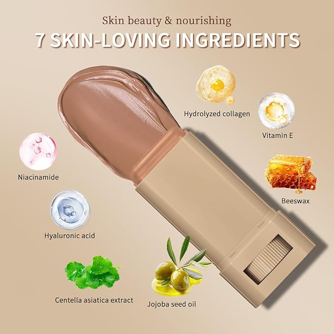 2025 New Beauty Balm Serum Boosted Skin Tint, Solid Tinted Serum Contour Stick, Hydrating Tinted Moisturizer Foundation Stick, Radiant Dewy Natural Finish Facial Color Correct (# 05)