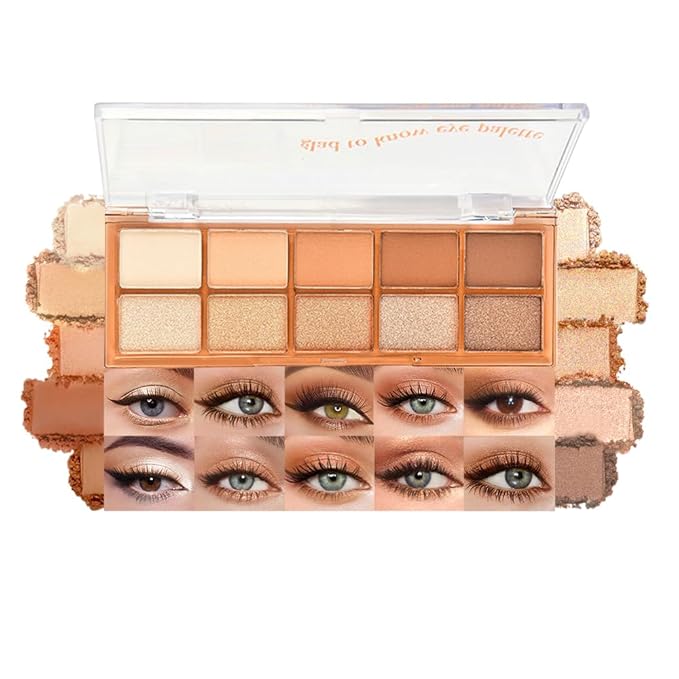 10 Colors Nude Brown Eyeshadow Palette – High Pigment Matte & Shimmer Eyeshadow Palette for Mature Women, Neutral Long-Lasting Waterproof Eye Makeup, Blendable & Cruelty-Free Silky Texture 02#