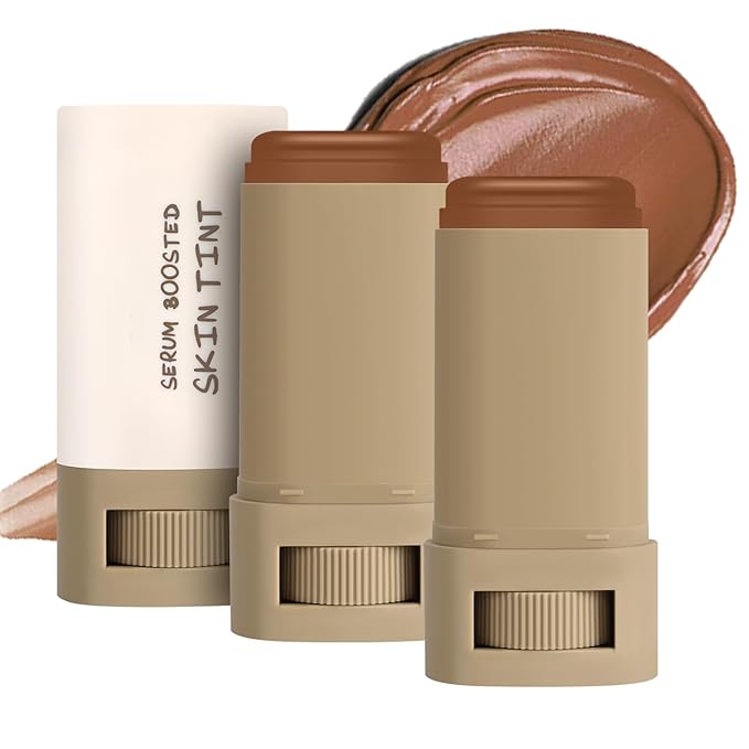 2PCS Foundation Stick Beauty Balm Serum Boosted Skin Tint, Solid Tinted Moisturizing Serum Contour Stick, Natural Fit, Moisturizing ＆ Concealing Foundation Sticks (#03)