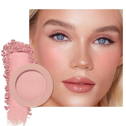 Single Pink Orange Matte Powder Blush Palette Face Makeup - Buildable High-Impact Cream Blush, Youthful Cheeks Makeup, Lightweight Long-Lasting, Cruelty-Free for Women 05#