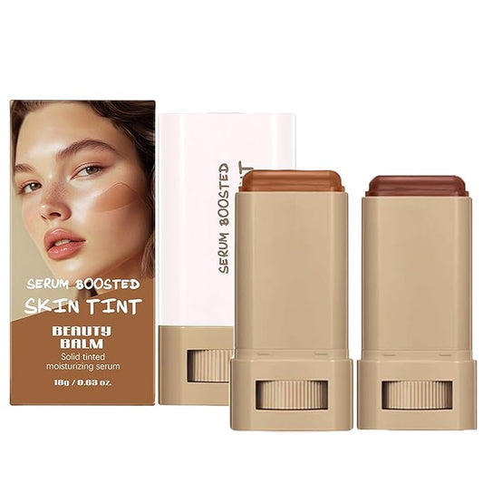 Beauty Balm Skin Tint Stick 2PCS - Serum Boosted Foundation Stick, Hydrating Color Mix Tinted Moisturizer, Lightweight Sheer to Medium Coverage with Radiant Dewy Finish for Women, All-Day Wear (#1+#3)
