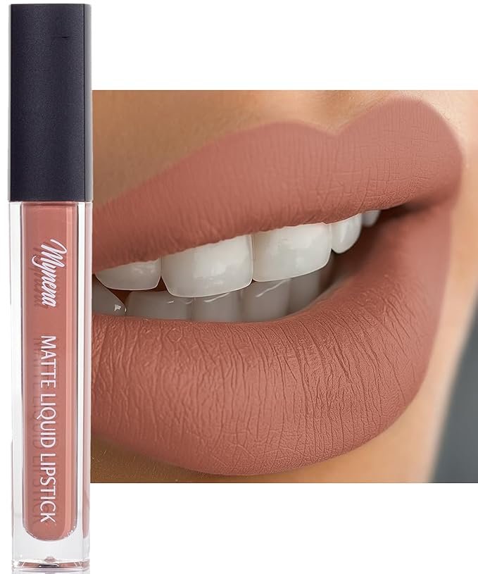 Mynena Nude Peach Long Lasting Lipstick for Women Waterproof & Transfer-Proof | Hydrating with Shea Butter | Bold Pigment Matte Color Lip Stain | Talc-Free & Vegan Product that Performs | Avani