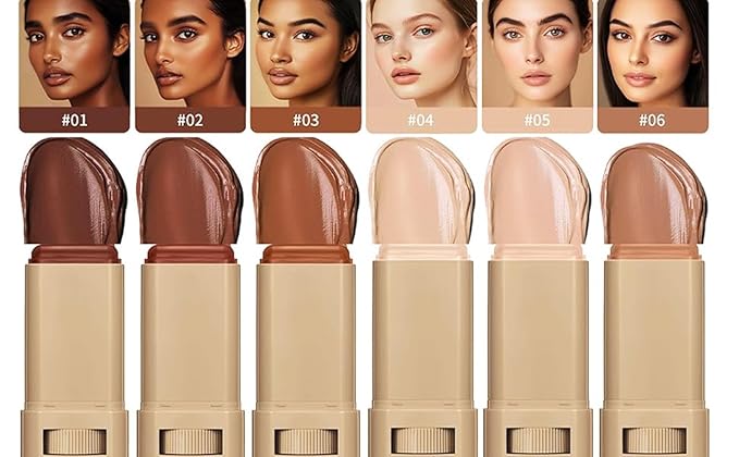 Dewy Finish Tinted Moisturizer & Full Coverage Foundation Stick Set - Includes Beauty Balm Serum, Concealer Stick & Contour Sticks for Face Makeup (5#)