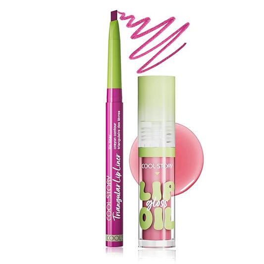 Matte Finish Lip liner and Nourishing Lip Gloss Kit for Women, High Pigmented Natural Nude Pink Red Brown Lip Pencil Makeup Long Lasting Moisturizing Plumping Lip Oil Gloss Winter Care (#03)