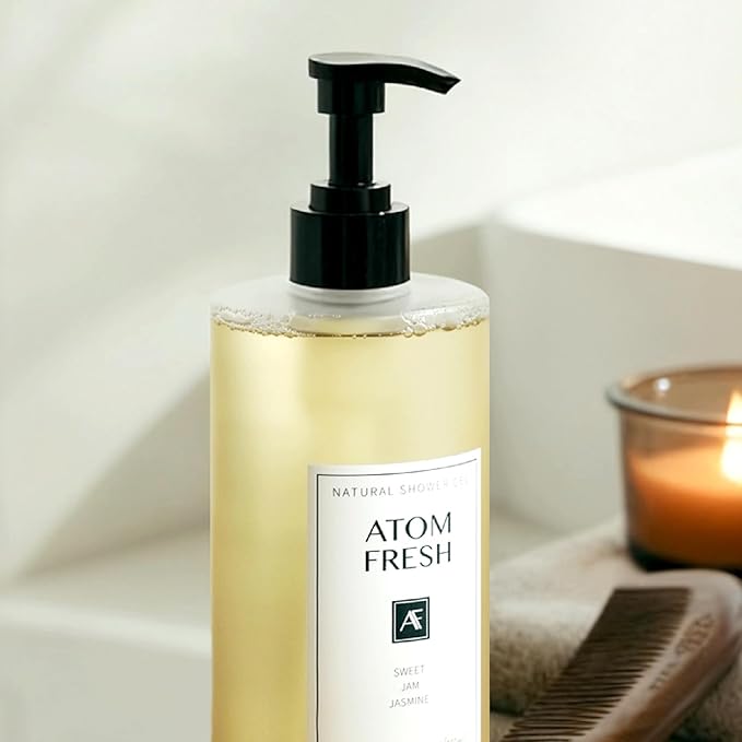 Atom Fresh Gentle Moisturizing Body Wash for Sensitive Skin, Plant-Based with Amino Acid Surfactants, Glycerin & Soapberry Extract - Sweet Jam Jasmine, 16.94 FL OZ