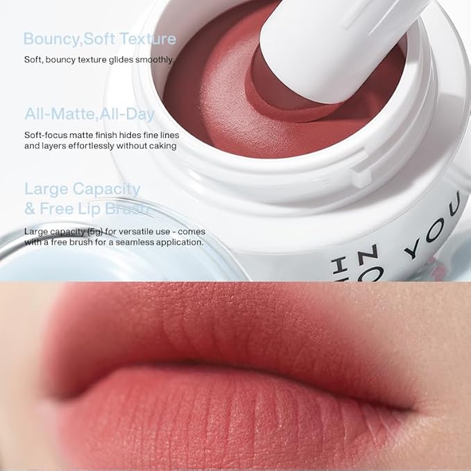 INTO YOU x M.Lan Panda Matte Liquid Lipstick for Women, Canned Long Lasting Pink Lipstick Waterproof with Lip Brush, No Transfer, High Pigmented with Lightweight Lip Mud Texture, MLP02