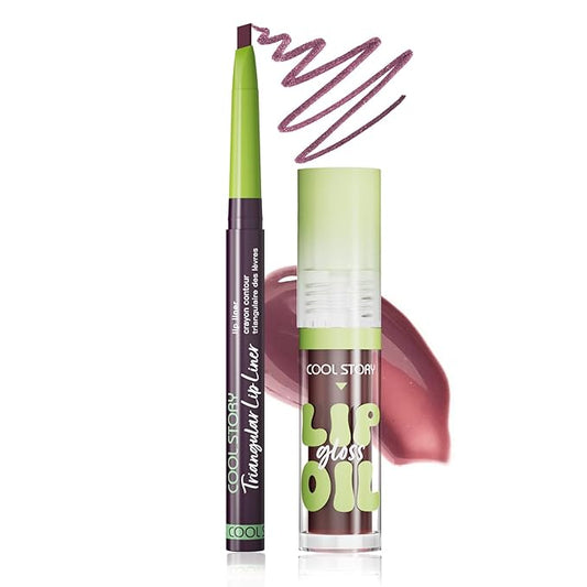 Matte Finish Lip liner and Nourishing Lip Gloss Kit for Women, High Pigmented Natural Nude Pink Red Brown Lip Pencil Makeup Long Lasting Moisturizing Plumping Lip Oil Gloss Winter Care (#07)