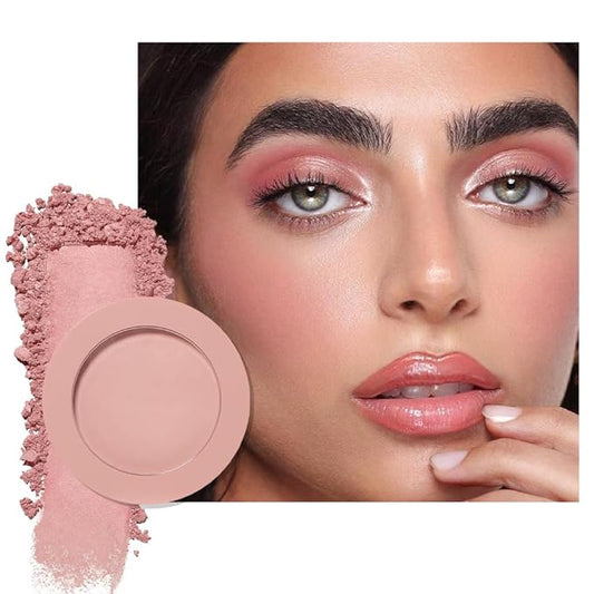 Single Soft Rose Pink Matte Powder Blush Palette Face Makeup - Buildable High-Impact Cream Blush, Youthful Cheeks Makeup, Lightweight Long-Lasting, Cruelty-Free for Women 01#