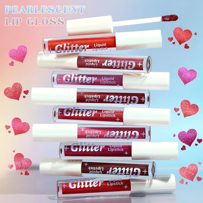 Orange Red Metallic Lipstick for Women,Lightweight Glitter Sparkling Liquid Lipsticks,Shimmer Lip Gloss Stain Long Lasting Waterproof Smudge Proof Non-Drying 24 Hour Full Coverage Lip Makeup,Vegan